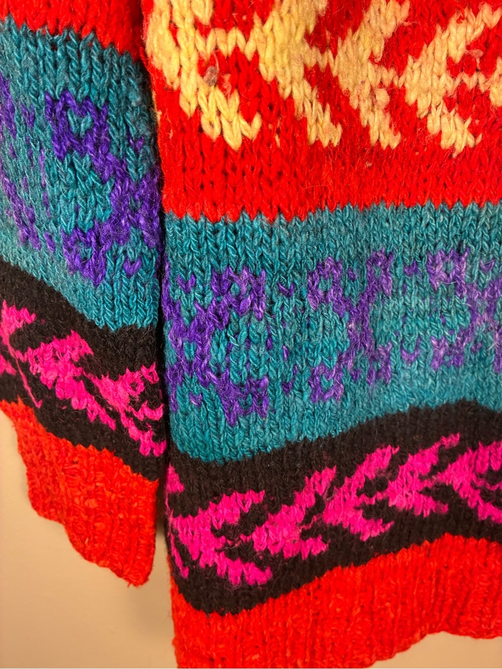 VTG One of a Kind Handmade in Bolivia Wool Sweater - Picture 3 of 15